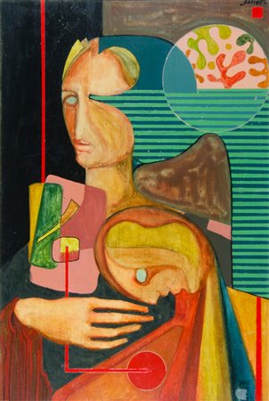 Salvetti "Modelle" cm. 58x39 - olio su compensato Firmato alto a d.