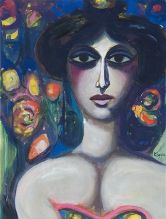 Pompeo Borra 1898-1973 "Modella tra i fiori" cm. 46x36 - acquerello su carta...