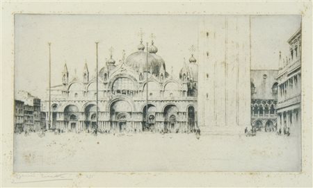 Bruno Croatto Trieste 1875-Roma 1948 "Piazza San Marco, Venezia" cm. 30x43 -...
