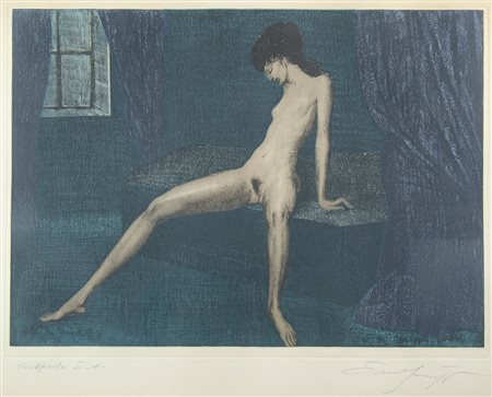 Ernst Fuchs 1930-2015 "Modella" cm. 50x65 - litografia a colori Firmato b. a...