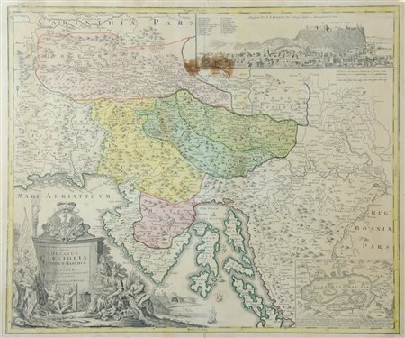 "Ducatus Carniolae" cm. 52x62 - carta geografica a colori