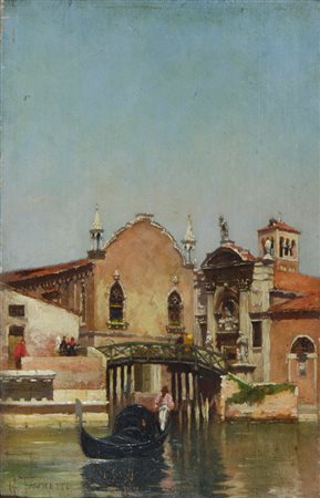 Pittore dell'800 "Case a Venezia" cm. 31x20 - olio su tavoletta