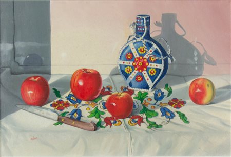 Livio Mozina Trieste 1941 "Natura morta di mele" cm. 40x60 - olio su tela...