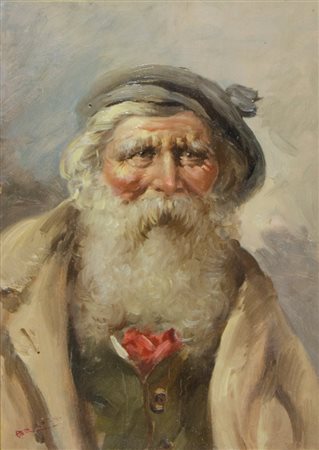 Anton Brioschi (?) 1855-1920 "Vecchio con barba" cm. 36x26 - olio su...