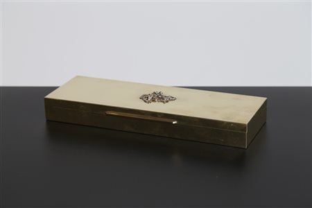 MANIFATTURA ITALIANA Scatola in ottone e legno per Lions Club, . . Cm 32,50 x...