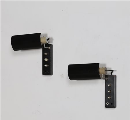 SARFATTI GINO (1912 - 1985) Coppia di lampade da parete in metallo laccato,...