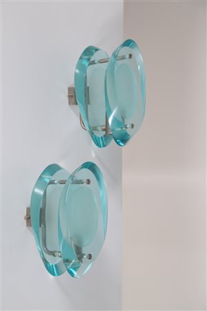 INGRAND MAX (1908 - 1969) Coppia di lampade da muro in ottone nichelato e...