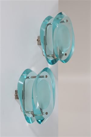 INGRAND MAX (1908 - 1969) Coppia di lampade da muro in ottone nichelato e...