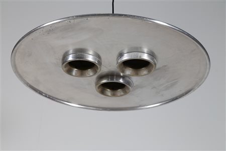 SOTTSASS ETTORE (1917 - 2007) Lampada a sospensione in metallo cromato per...