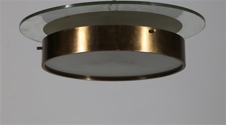 STILNOVO Grande plafoniera in ottone metallo laccato cristallo e vetro...