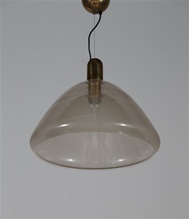 NASON CARLO (n. 1936) Lampada da soffitto in cristallo a bolle e ottone, mod....