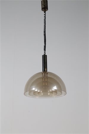 NASON CARLO (n. 1936) Lampada a sospensione in ottone e quattro vetri...