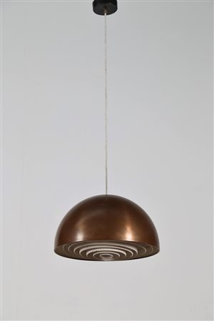 VILHELM WOHLERT e JORGEN BO Lampada a sospensione in metallo ramato e...