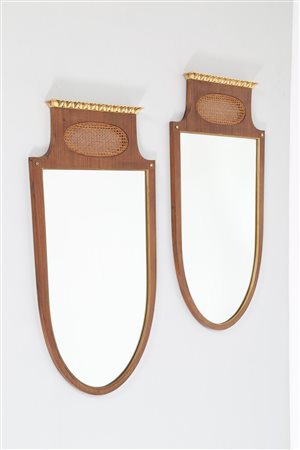 BUFFA PAOLO (1903 - 1970) Coppia di specchi da parete in legno ottone e...