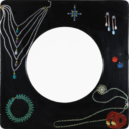 FORNASETTI PIERO (1913 - 1988) Specchio in legno laccato e vetro, mod. Carrè....