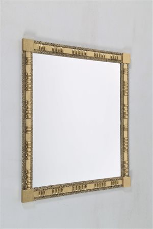 FRIGERIO DI DESIO Specchio da parete in ottone e vetro, anni 70. Marchio...