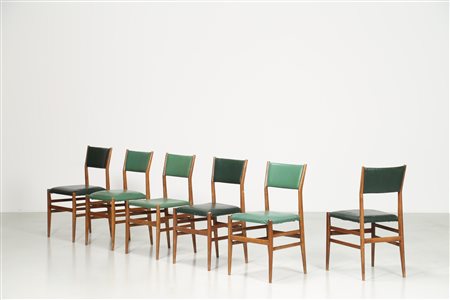 PONTI GIO' (1891 - 1979) Sei sedie in frassino e sky mod leggera, produzione...