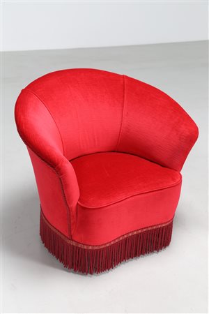 MANIFATTURA ITALIANA Coppia poltrone in tessuto e legno. -. Cm 78,00 x 71,00...