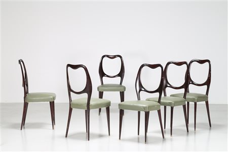 MANIFATTURA ITALIANA Sei sedie in legno e sky, anni 50. -. Cm 42,50 x 95,50 x...