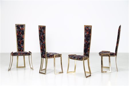 CECCHI MARZIO Quattro sedie in ottone e tessuto, per Most . . Cm 60,50 x...