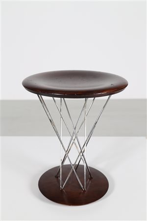 NOGUCHI ISAMU Sgabello in metallo cromato e legno mod. 86T per Knoll...