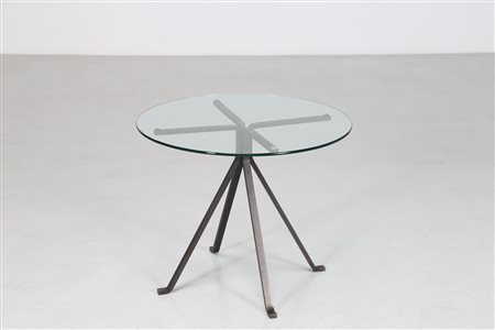 MARI ENZO (n. 1932) Tavolino in metallo e vetro mod. Cuginetto per Driade...