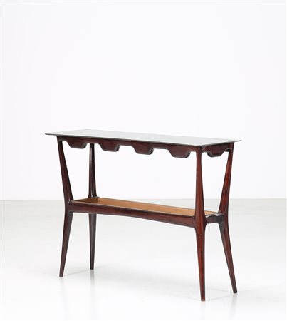 BORSANI OSVALDO (1911 - 1985) Consolle in legno e metallo con piano in marmo,...