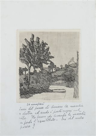 GIORGIO MORANDI (1890 - 1964) Paesaggio di Grizzana, 1932 acquaforte su rame,...