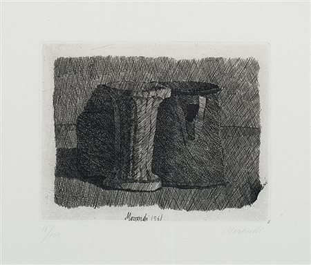 GIORGIO MORANDI (1890 - 1964) Piccola natura con tre oggetti, 1961 acquaforte...