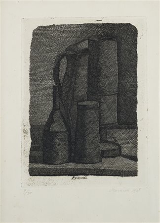 GIORGIO MORANDI (1890 - 1964) Natura morta con quattro oggetti, 1947...