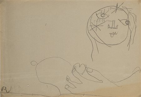 OSVALDO LICINI (1894 - 1958) Amalassunta con a mano cuore, 1949 matita su...