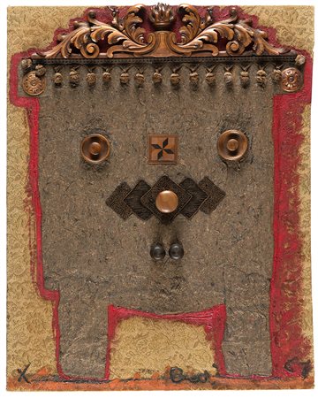 ENRICO BAJ (1924 - 2003) Mobile animalesco, 1961 collage, passamaneria su...