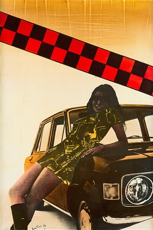 GIANNI BERTINI (1922 - 2010) Auto donna, 1977 riporto fotografico su tela, cm...