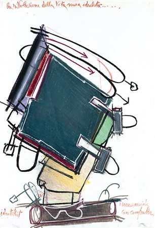 MATTIA MORENI (1920 - 1999) Umanoide con computer, 1996 pastello e olio su...