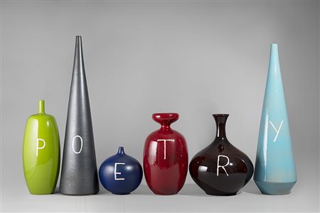 SARENCO (1945) Poetry, 1989 Sei pezzi in ceramica smaltata, varie dimensioni...