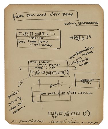 LAWRENCE WEINER (1942) Senza titolo (une plus une c'est deux), 1987/1988...