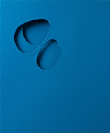 PAOLO SCHEGGI (1940 - 1971) Per una situazione, 1963 acrilico blu su tre tele...