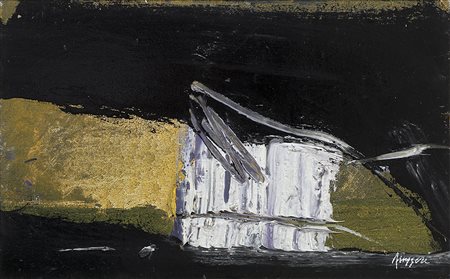 PIERO RUGGERI (1930 - 2009) Senza titolo, olio su tela, cm 25x40 Firmato in...