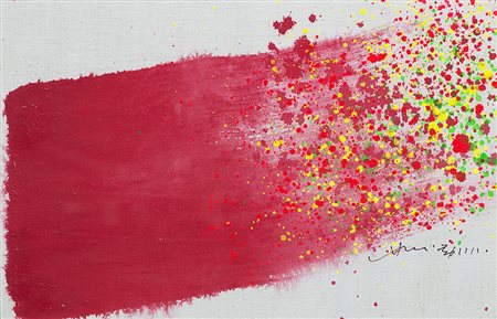 CHIN HSIAO (shangai 1935) Chi-301 acrilico su tela applicato su tavola, cm...