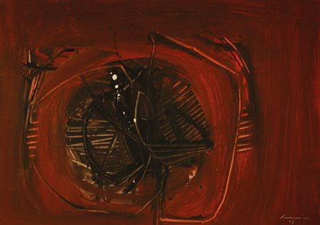 EMILIO SCANAVINO (1922 - 1986) Immagine, 1964 olio su cartone, cm 58,8x72,8...