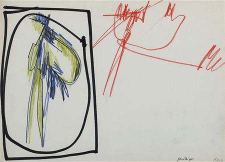 ACHILLE PERILLI (1927) Senza titolo, 1960 matita, pennarello e pastelli su...