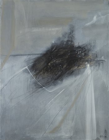 RODOLFO ARICÒ (1930 - 2002) Figura, 1958 Olio su tela 90 x 69.5 cm Firmato in...