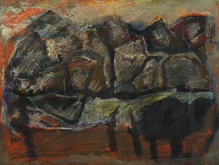 Mario Sironi (Sassari 1885 – Milano 1961) Paesaggio Anni 50 Tempera china...