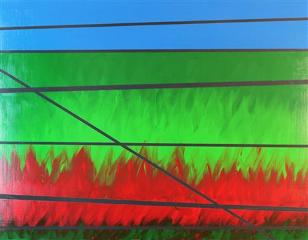 Franco Angeli (Roma 1935 – Roma 1988) Rosso auto 1988 Smalto su tela dim....