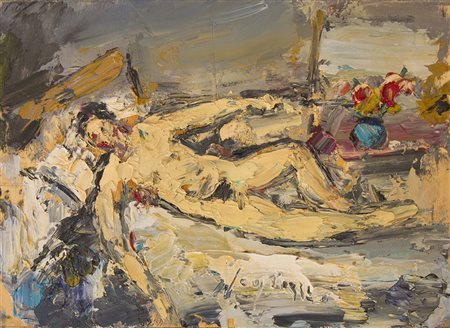 Sergio Scatizzi (Capannori 1918 – Firenze 2009) Nudo 1984 Olio su tavola dim....