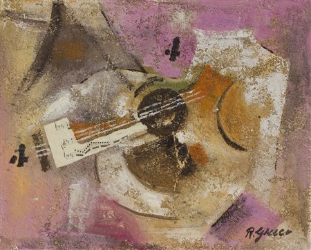 Roberto Greco (Bengasi 1936) Tema Musicale Tecnica mista su tela dim. 40X50...