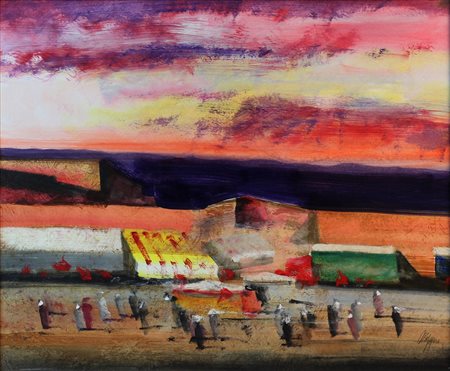 Salvatore Magazzini (Pistoia 1955) Marrakech Olio su cartone dim. 49X59,5...