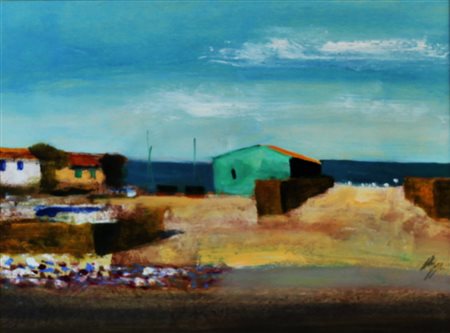 Salvatore Magazzini (Pistoia 1955) Bagno in Versilia Olio su tavola dim....