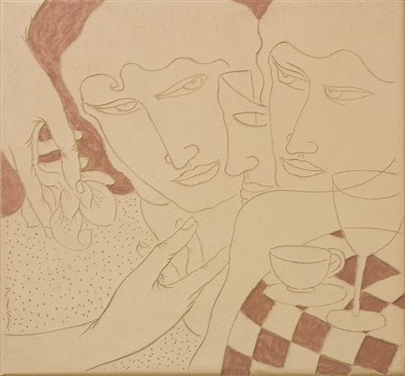 Antonio Manzi (Montella 1953) Senza Titolo Affresco inciso dim. 59X59 Firmato...