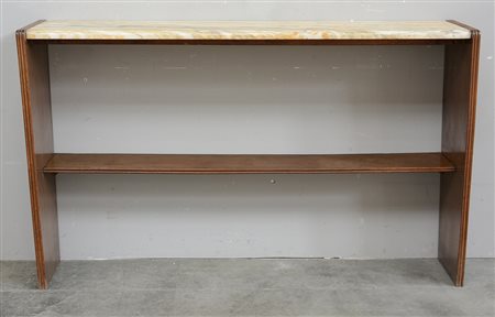 Console in legno con montanti scanalati, piano in marmo venato. Italia, anni...